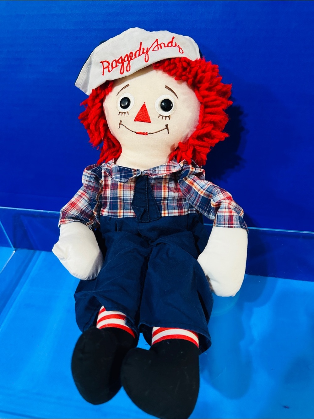Raggedy Andy Vintage 1991 Applause Plush Rag Doll Embroidered, Button Eyes 16”